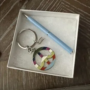 Coach | Accessories | Coach Legacy Multicolor Peace Sign Keychain With ...